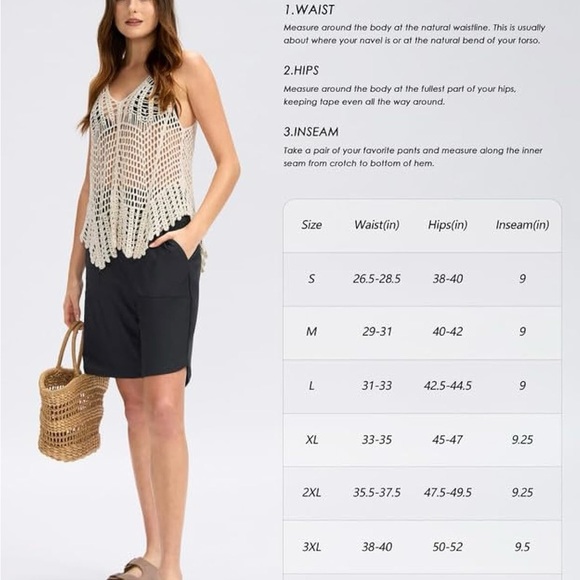 NWT Viodia Women's 9" Long Swim Board Shorts with Pockets High Waisted. - Picture 6 of 9